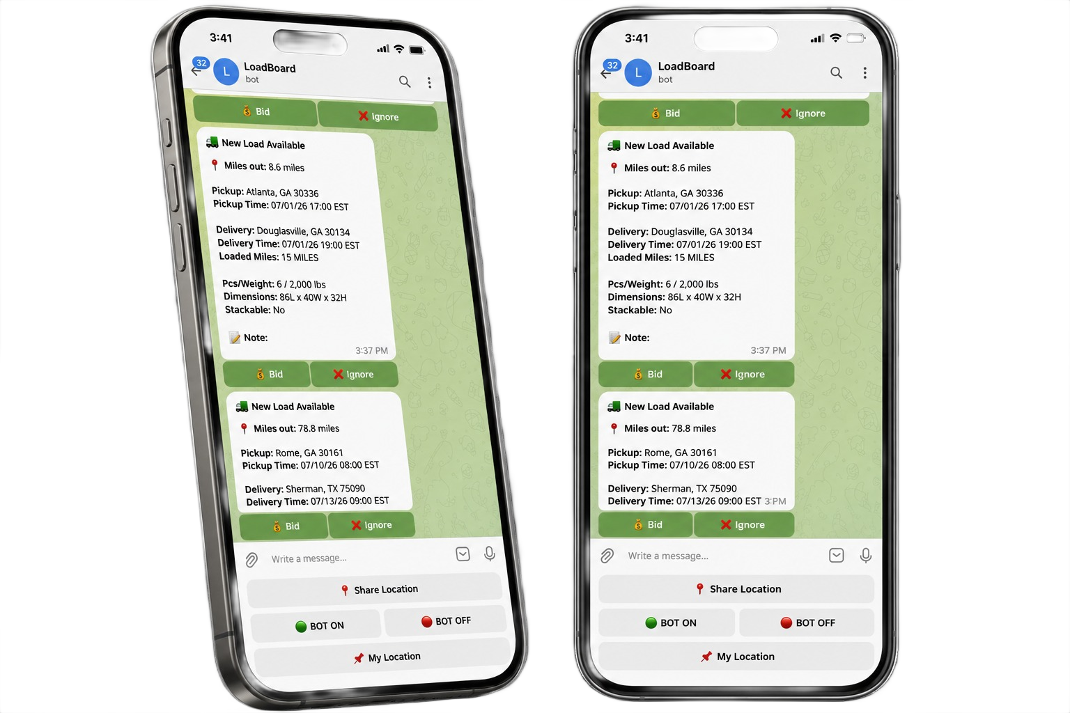 Telegram LoadBoard Bot preview